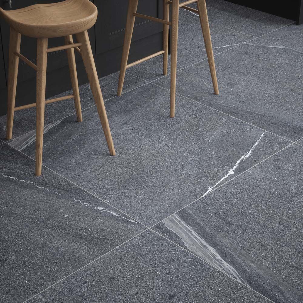 Grande Eastford Anthracite Matt Porcelain Wall & Floor Tile 100x100cm