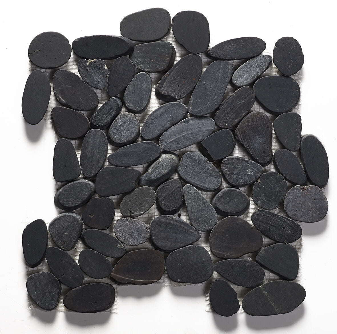 Riverstone Black Flat Cut Pebble Mosaic - Large CPT01
