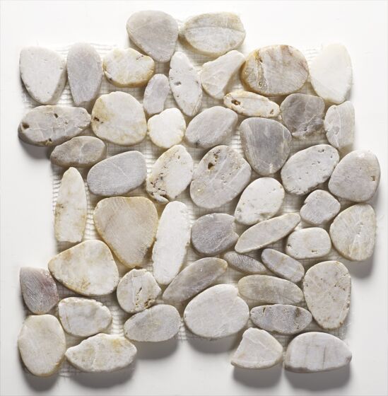 Verona Riverstone White Flat Cut Pebble Mosaic - Large CPT02