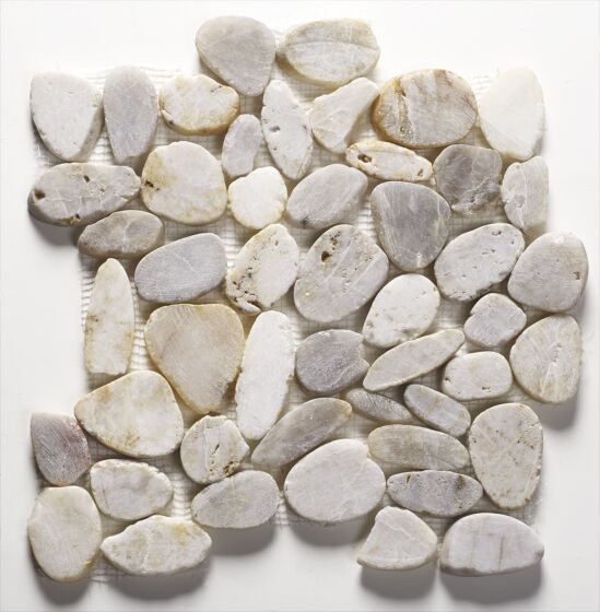 Riverstone White Flat Cut Pebble Mosaic - Large CPT02