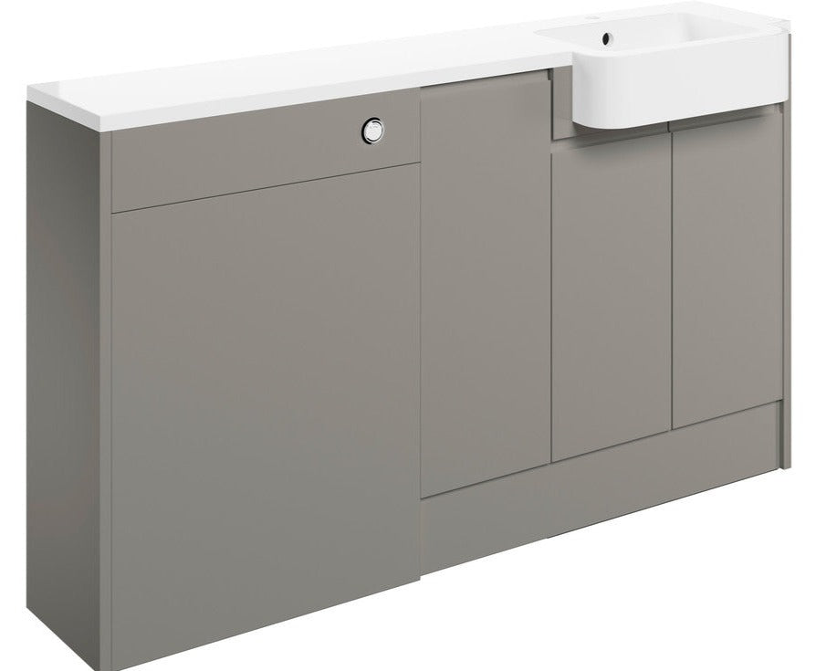 Valpolicella 1542mm Basin, WC & 1 Door Unit Pack - Pearl Grey Gloss