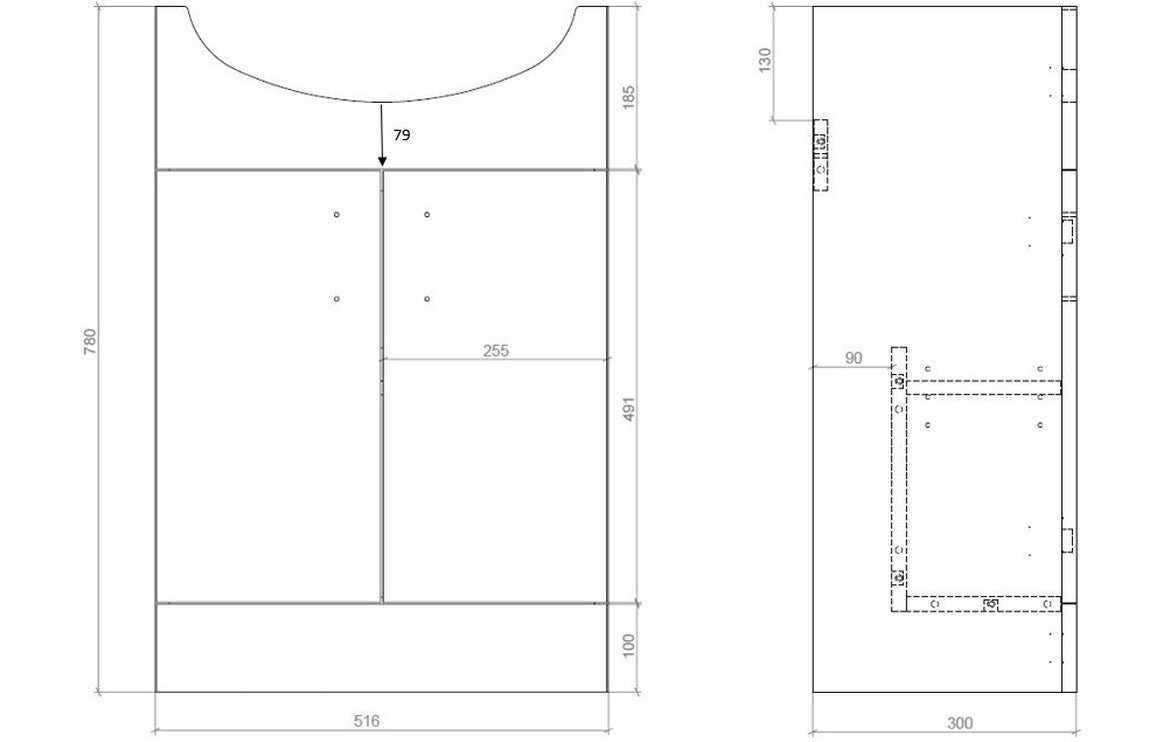 Vista Vanity Unit & Toilet Pack 550mm White Gloss