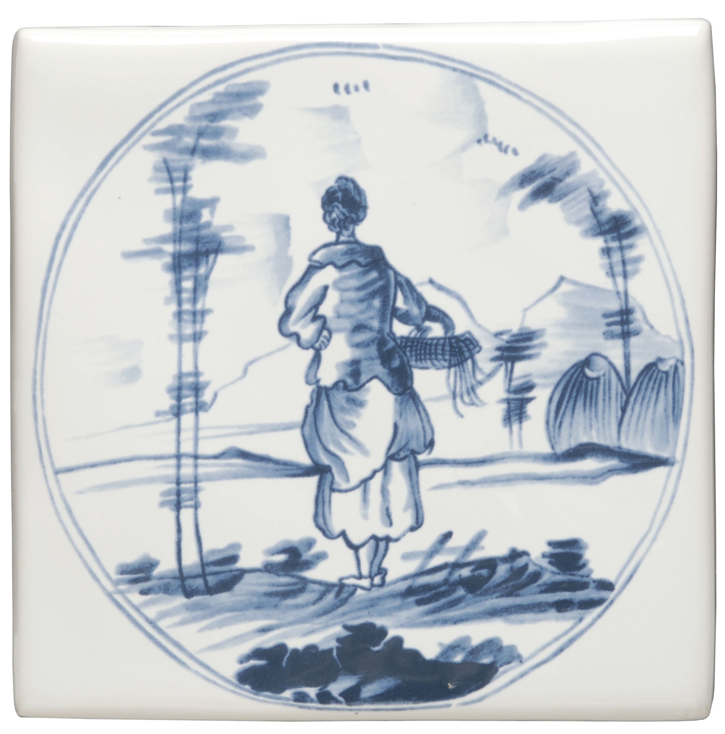 The Winchester Tile Company Classic English Delft Figures in a Landscape