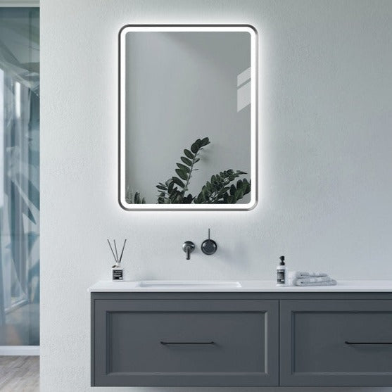 Alexandra 600mm Rectangle Front-Lit LED Mirror - Matt Black-Mirrors-DIMR0042-