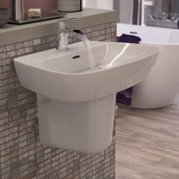 Amber 600x400mm 1TH Basin & Full Pedestal-Basins-DIPBP1090-