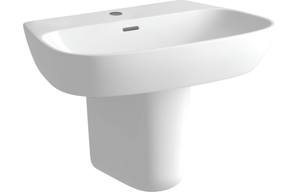 Amber 600x400mm 1TH Basin & Semi Pedestal-Basins-DIPBP1032-