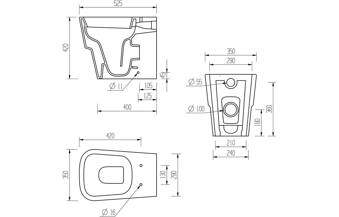 Amber Back To Wall WC & Soft Close Seat-Toilets-DIPTP030-