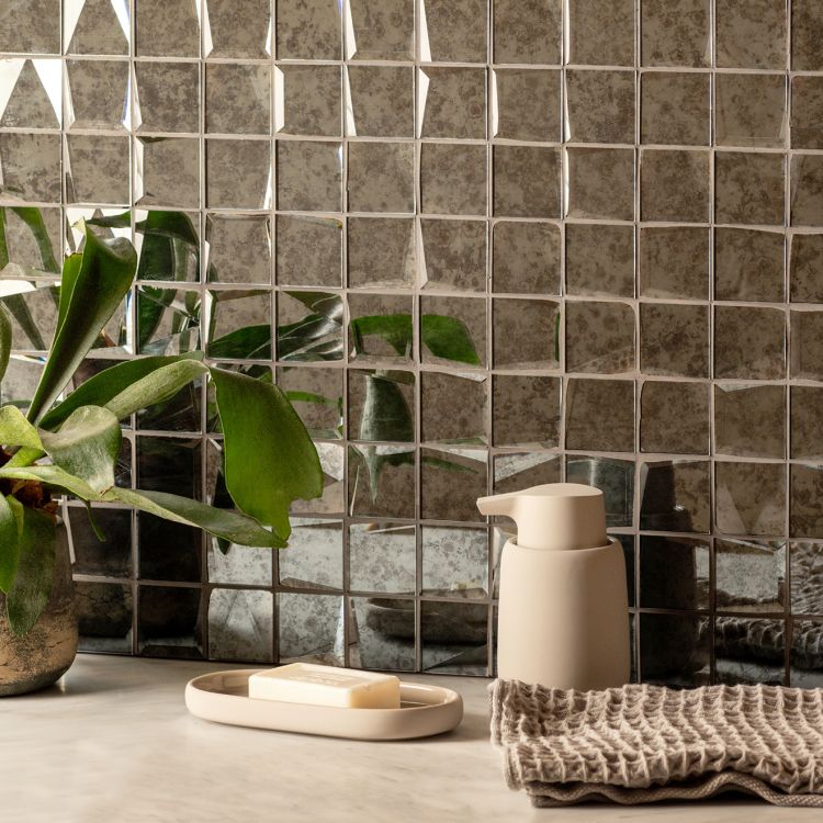 Оriginal Style Glassworks Facet Mosaic Antique Mirror Grey Tile 30x30cm