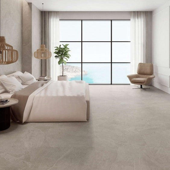 Verbier Grey Stone Effect Porcelain Floor Tile 60x60cm