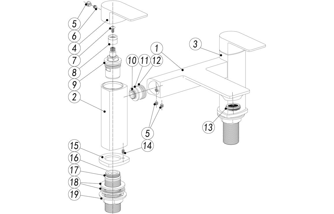 Bella Bath Filler - Chrome-Bath Taps-DITB2160-
