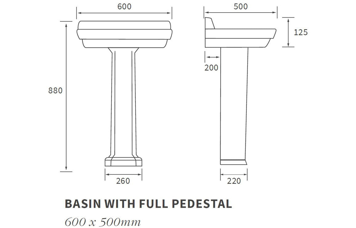Berlington Traditional Basin & Full Pedestal-Basins-DIPBP148-