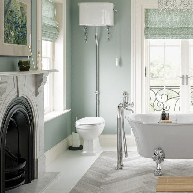 Berlington Traditional High Level WC w/Brushed Brass Finish & Soft Close Seat-Toilets-DIPTP0328-