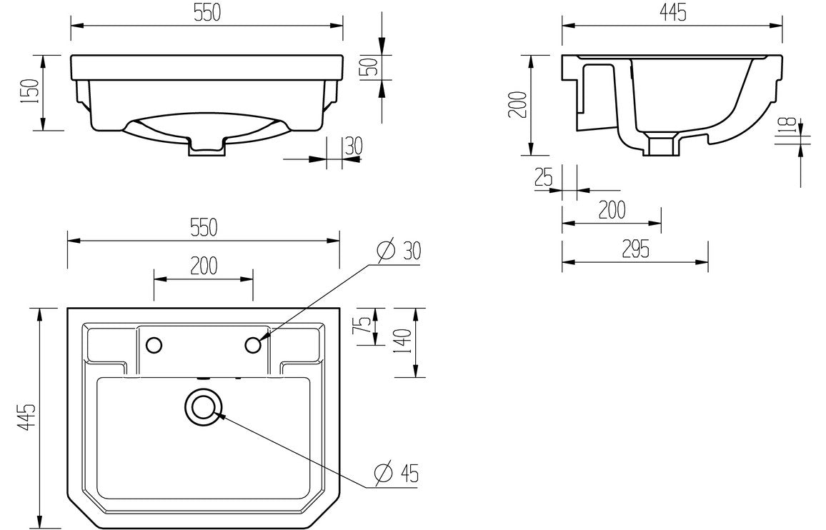 Berlington Traditional Semi Recessed Basin-Basins-DIPB2046-
