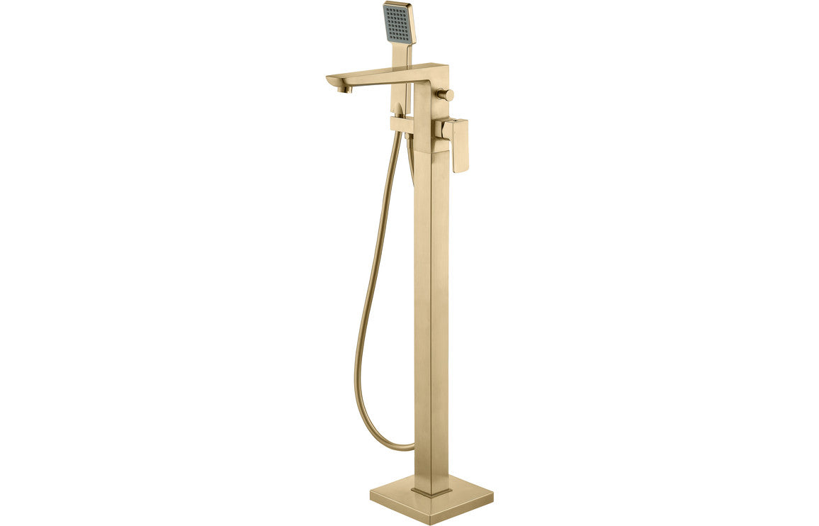 Bettola Floor Standing Bath/Shower Mixer - Brushed Brass-Bath Taps-DITB2280-