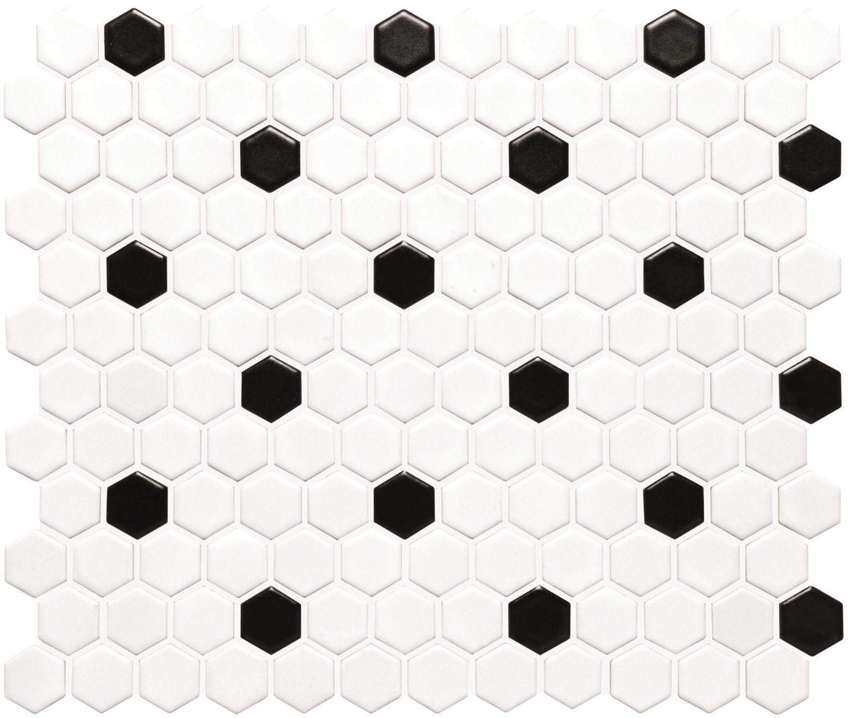 Black and White Honeycomb Hexagonal Mosaic Floor & Wall Tile 30x26cm-