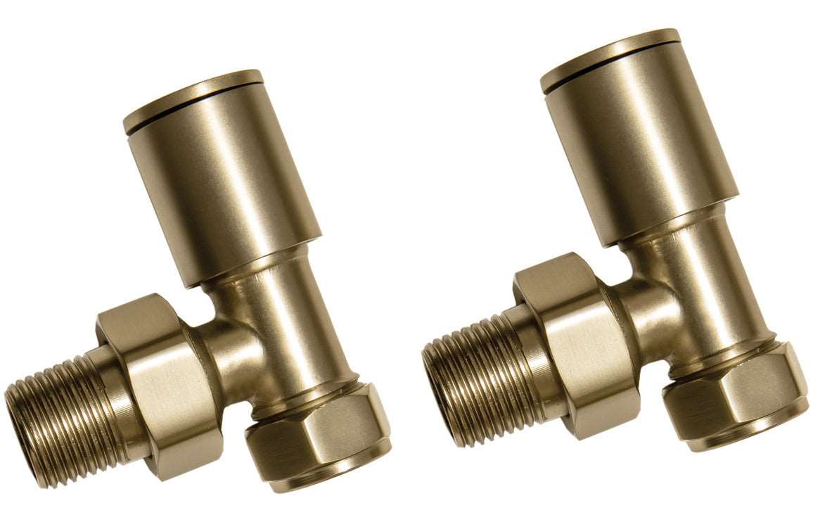 Brushed Brass Radiator Valves-Heating-DIRA0292-Angled-