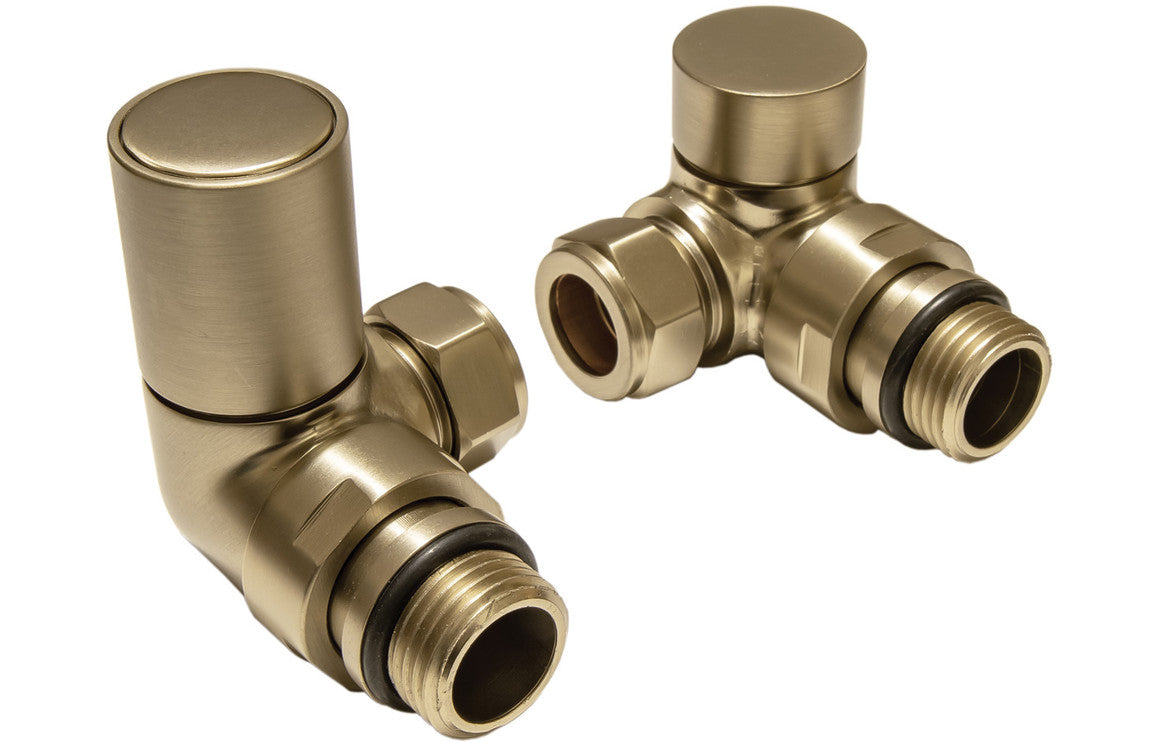 Brushed Brass Radiator Valves-Heating-DIRA0292-Corner-