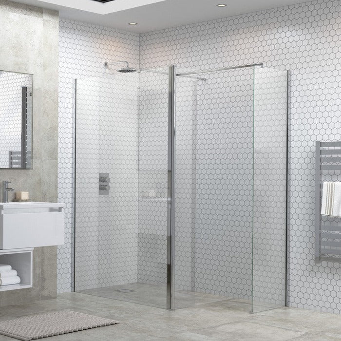Capital8 900mm Wetroom Panel, Support Bar & 300mm Rotatable Panel - Chrome-Shower Enclosures-CAPCS0125-