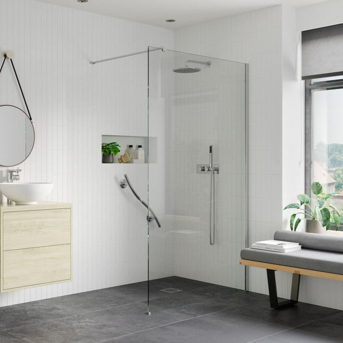 Capital8plus 1100mm Wetroom Panel & Floor-to-Ceiling Pole-Shower Enclosures-CAPCS0127-