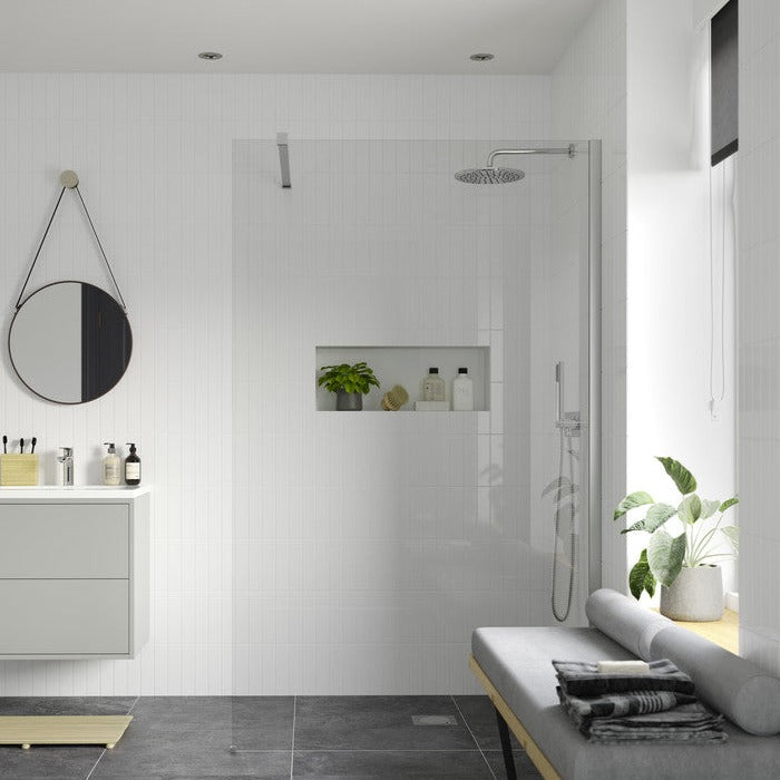 Capital8plus 1200mm Wetroom Panel & Support Bar - Chrome-Shower Enclosures-CAPCS0128-