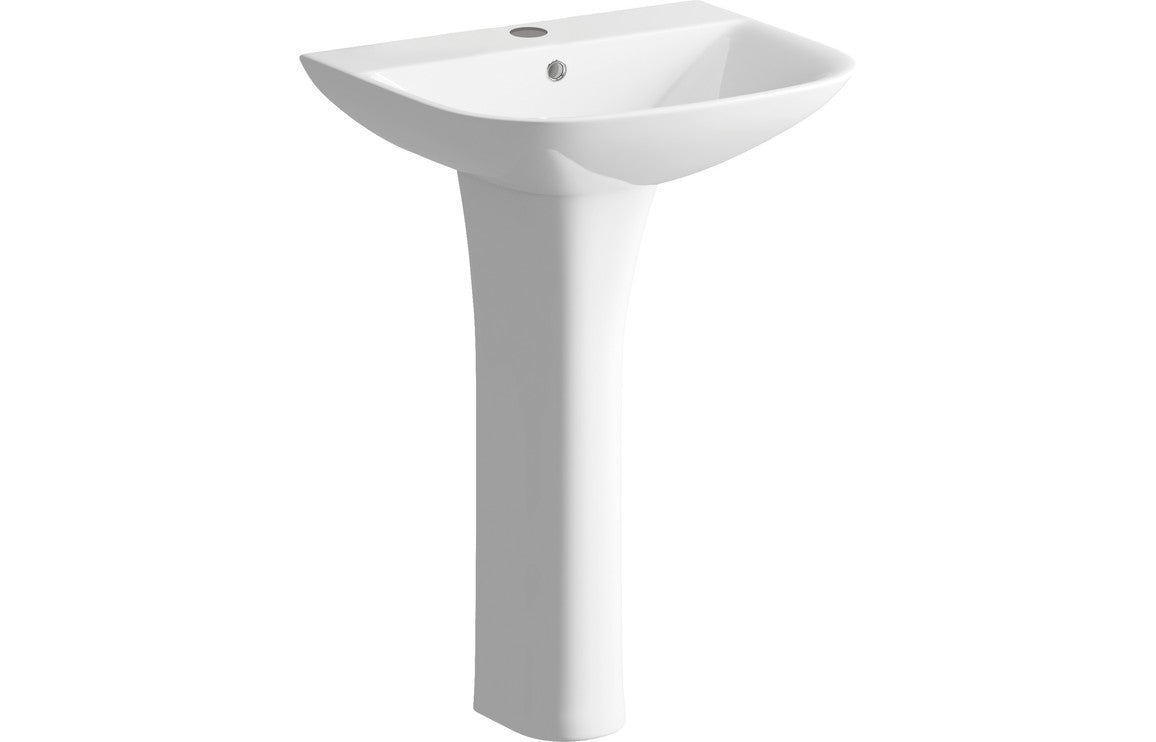 Cerys 560x450mm 1TH Basin & Full Pedestal (Boxed)-Basins-DIPBP1136-