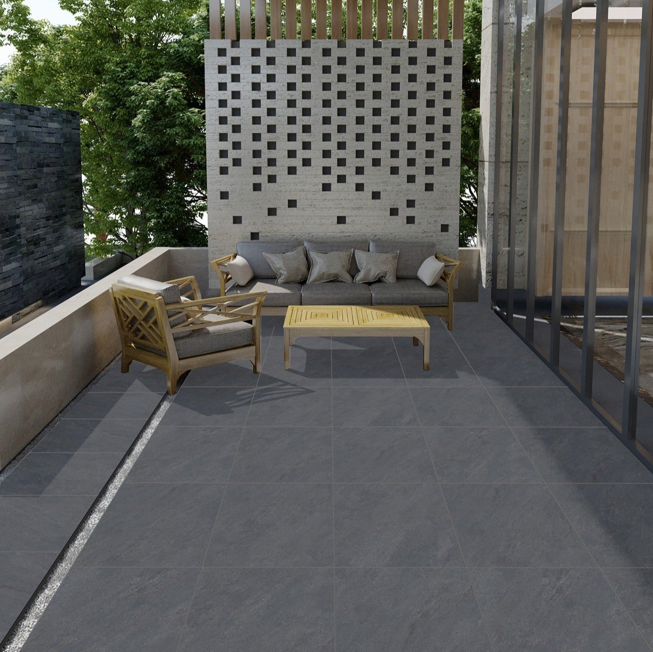 Charlestone Grey Outdoor Porcelain Slab Tile 60x90cm