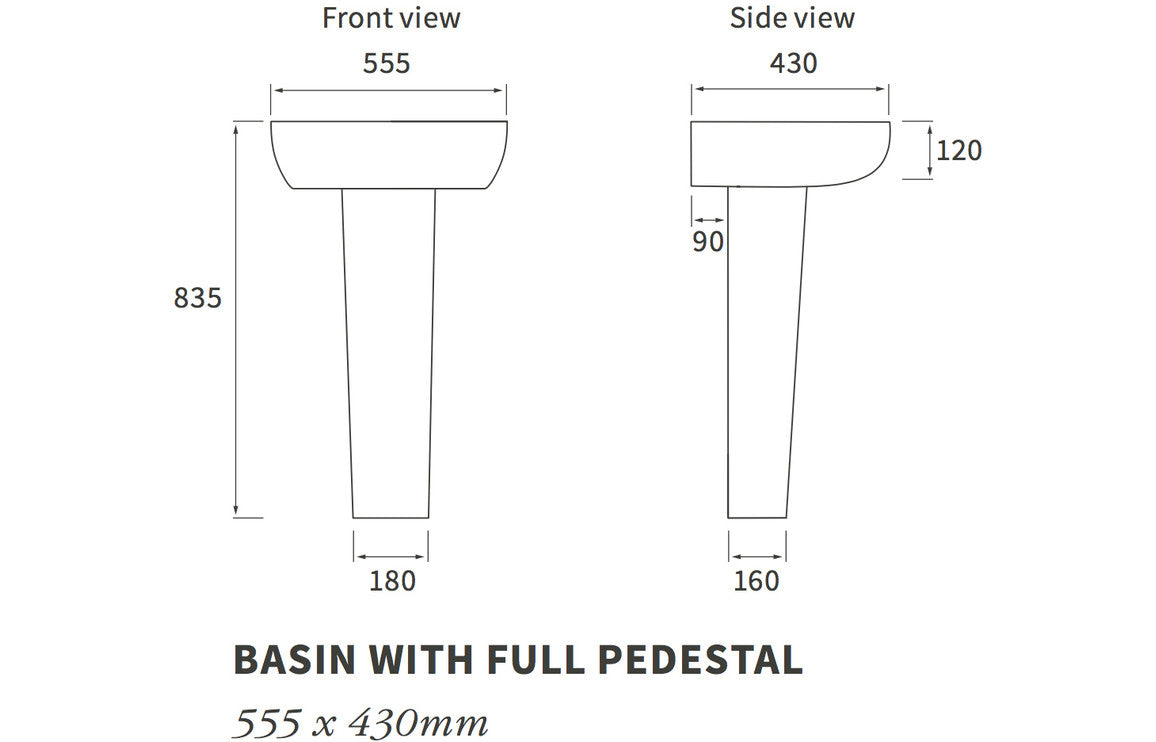 Colleen 555x430mm 1TH Basin & Full Pedestal-Basins-DIPBP1124-