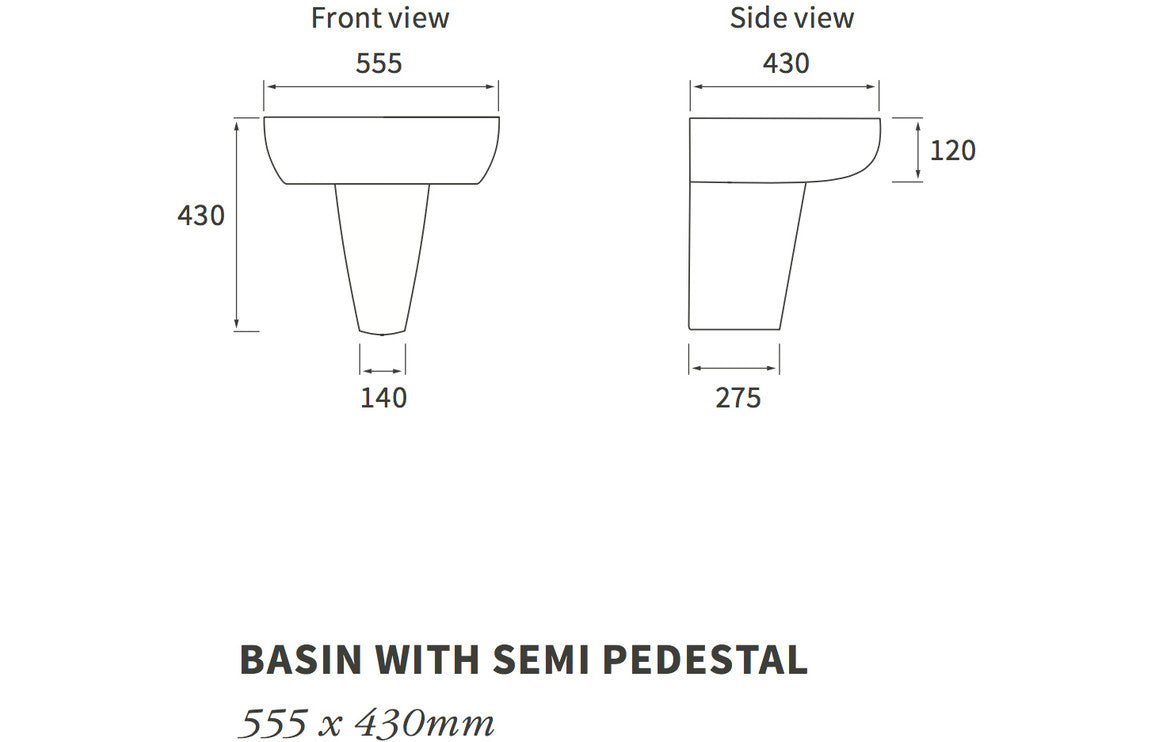 Colleen 555x430mm 1TH Basin & Semi Pedestal-Basins-DIPBP1126-