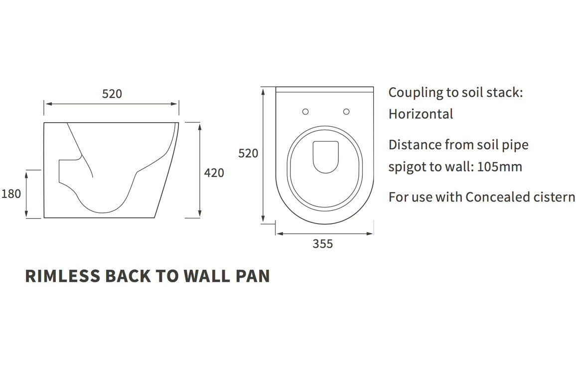 Colleen Rimless Back To Wall WC & Soft Close Seat-Toilets-DIPTP0156-