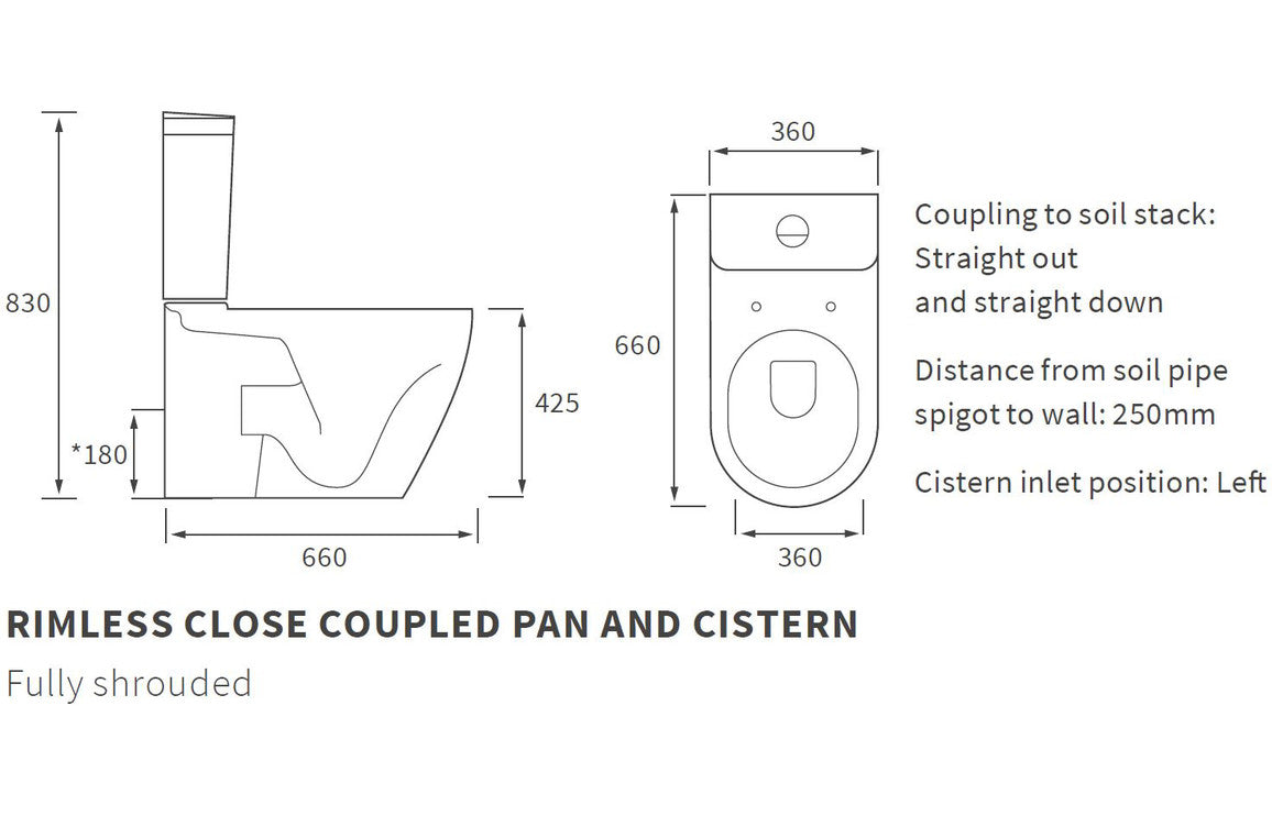 Colleen Rimless Close Coupled Fully Shrouded WC & Soft Close Seat-Toilets-DIPTP0154-