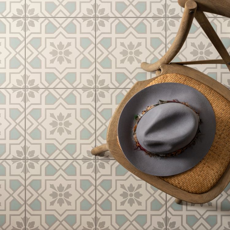 Original Style Odyssey Grande Cotehele Teal on Chalk Tile 30x30cm