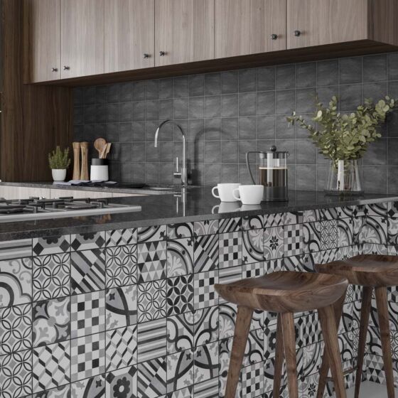 Cementum Black Matt Ceramic Wall Tile 13x13cm