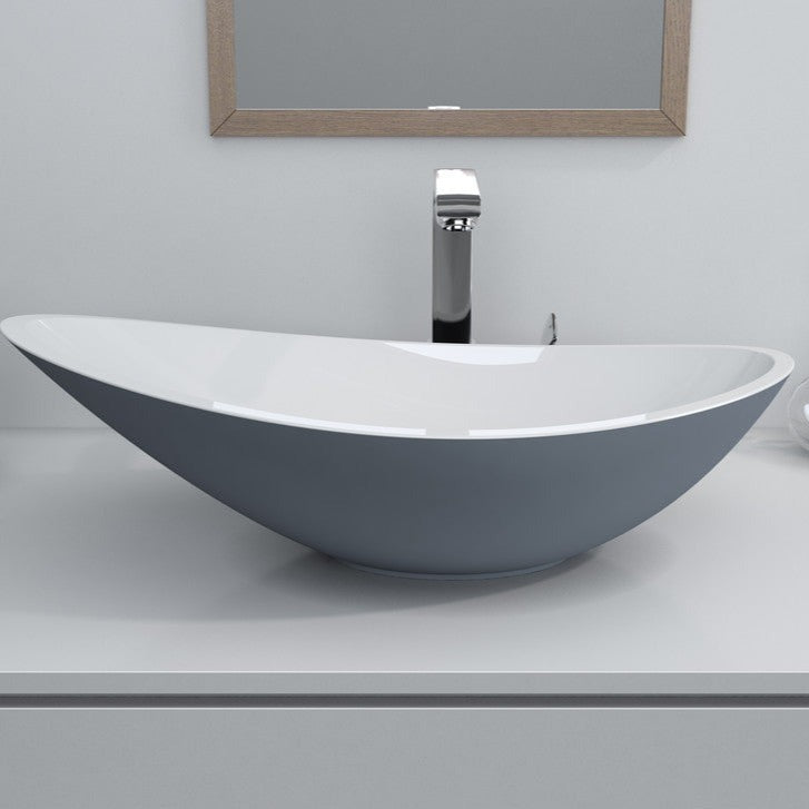 Emmie 564x323mm 0TH Resin Washbowl - Grey-Basins-DIPB0014-