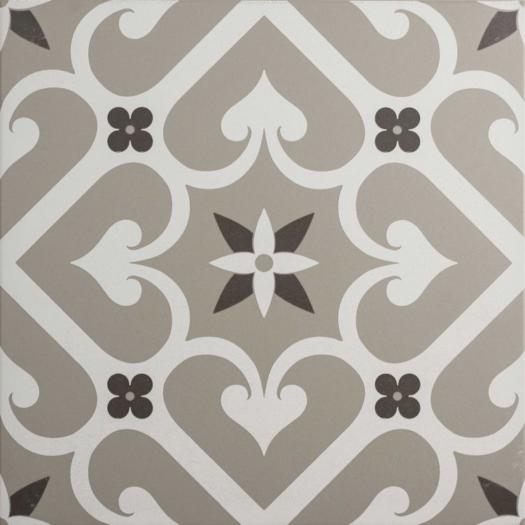 Original Style Odyssey Grande Epoque White & Dark Grey on Grey Tile 30x30cm