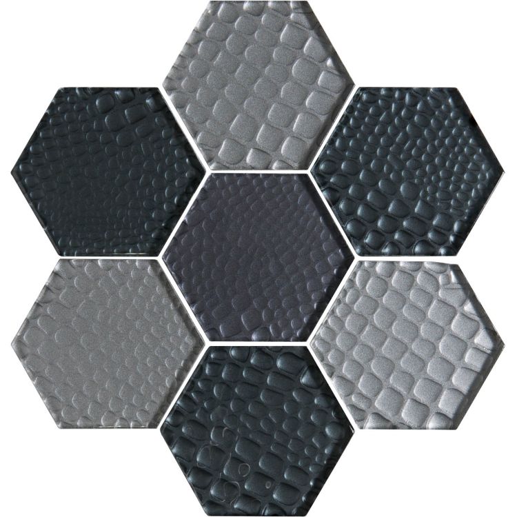Original Style Glassworks Futura Zirconia Textured Hexagon Mosaic Tile 30x30cm