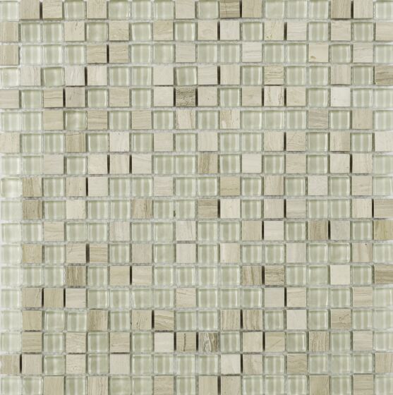 Verona Cedar Wood Glass/Stone Mix Mosaic Wall Tile 30x30cm