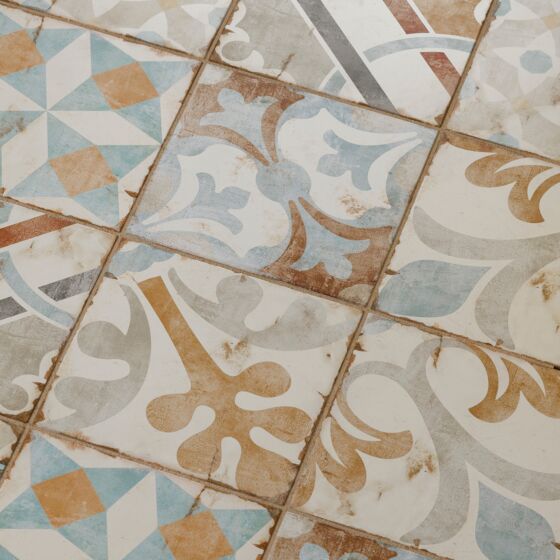 Garcia Patrona Patchwork Mix Matt Glazed Porcelain Wall & Floor Tile 20x20cm