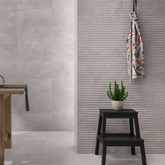 Garonne Smoke Lined Ceramic Wall Tile 30x60cm