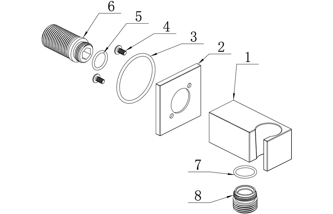Handset Wall Bracket with Wall Outlet - Square-Shower Accessories-DICM0666-