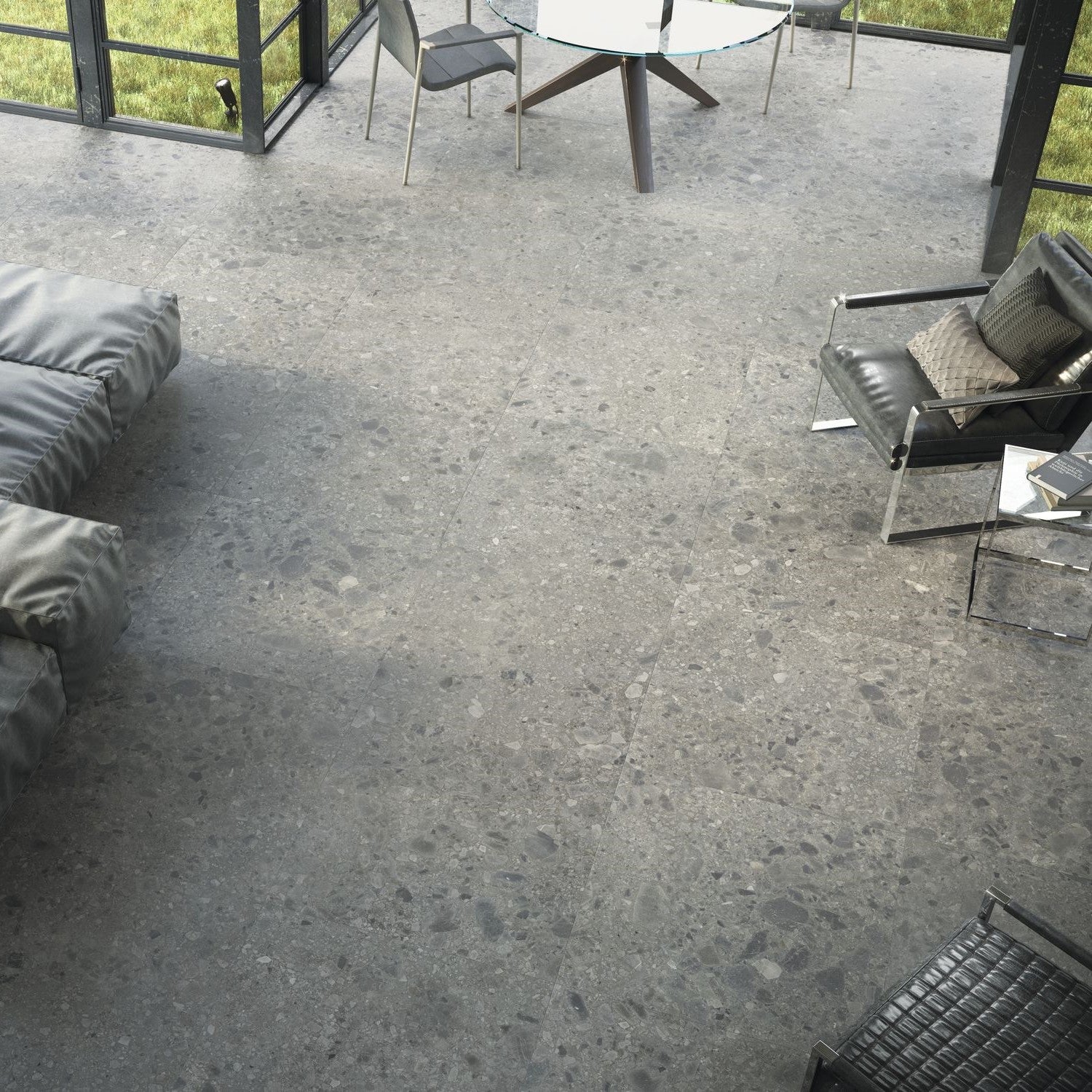 Roma Terrazzo Grey Porcelain Tile 80x80cm