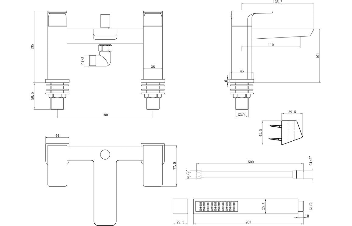 Insk Bath/Shower Mixer - Matt Black-Bath Taps-CAPTA4223-