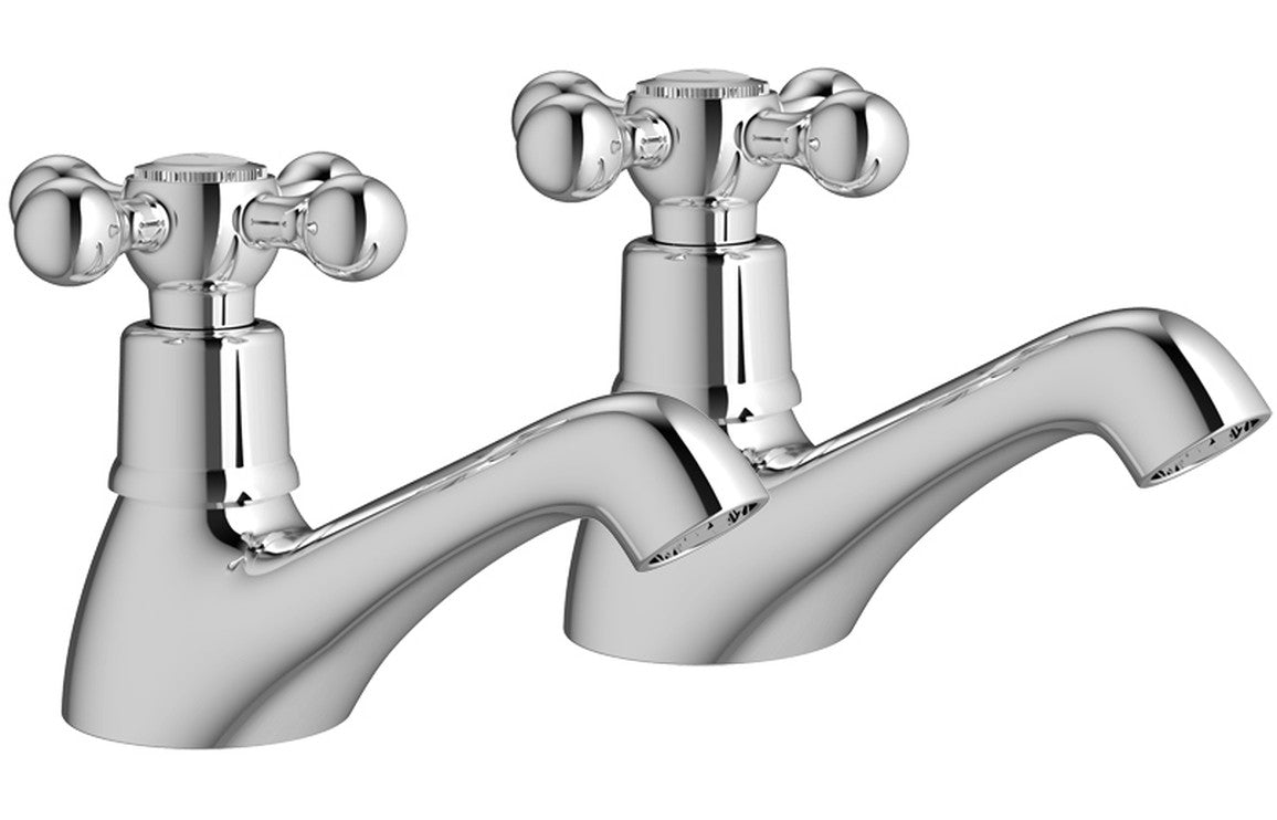 Kingsbury Basin Pillar Taps - Chrome-Basin Taps-CAPTA9484-