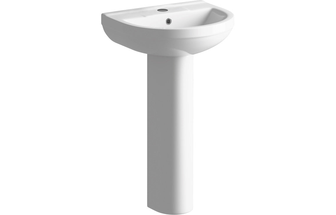 Leigh 500x390mm 1TH Basin & Full Pedestal-Basins-DIPBP1152-