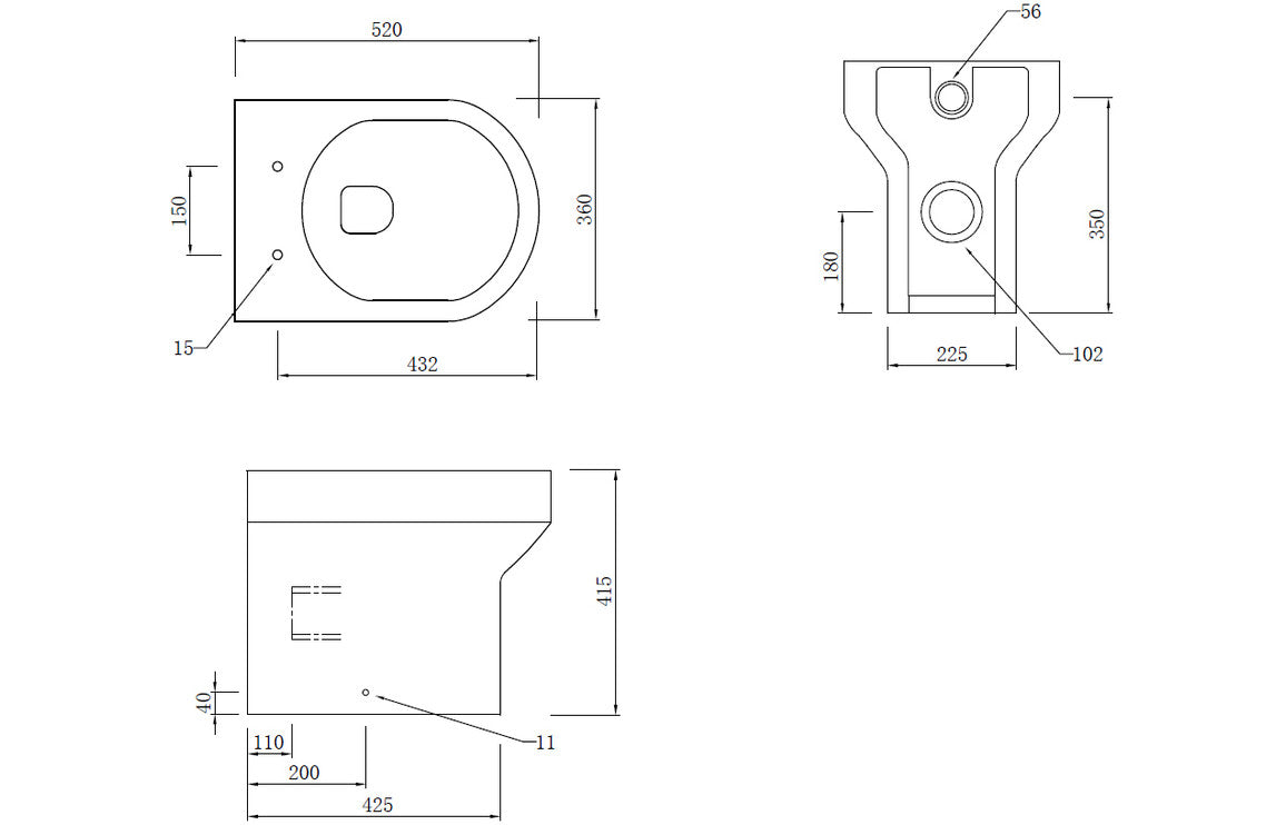 Leigh Back To Wall Rimless WC & Soft Close Seat-Toilets-DIPTP058-
