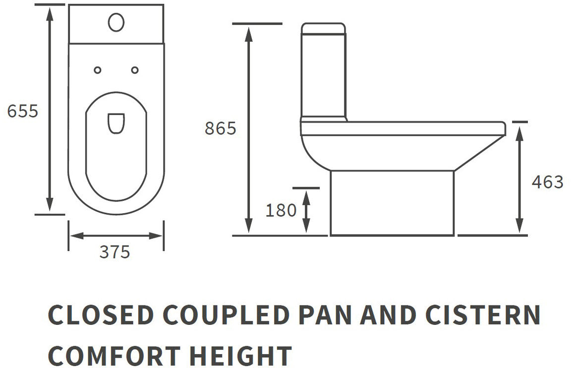 Leigh Close Coupled Open Back Comfort Height WC & Soft Close Seat-Toilets-DIPTP0246-