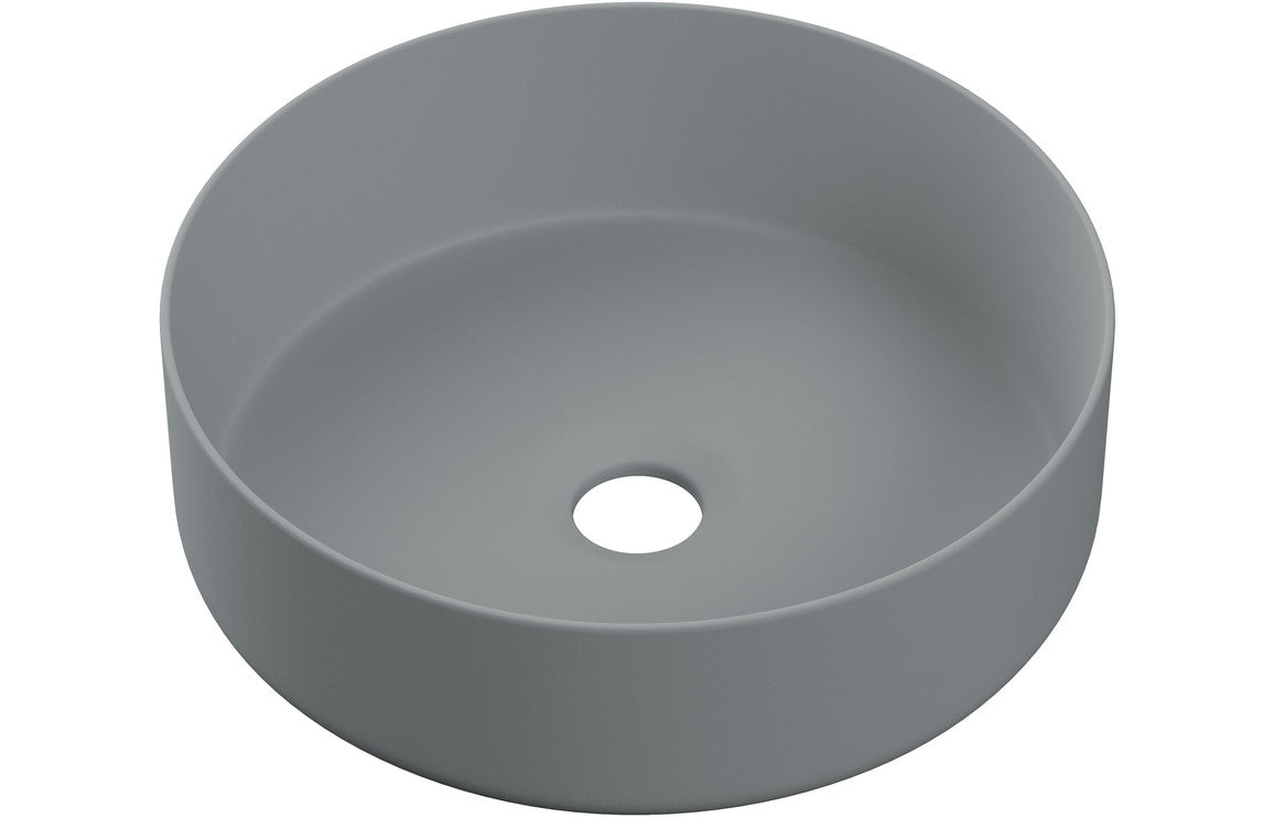 Lennox 355mm Ceramic Round Washbowl & Waste - Matt Grey-Basins-DIPB0062-