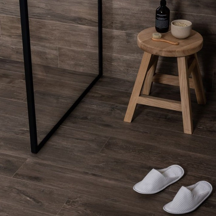 Original Style Lignum Taupe Slip Resistant Wood Effect Porcelain Tile 17x100cm