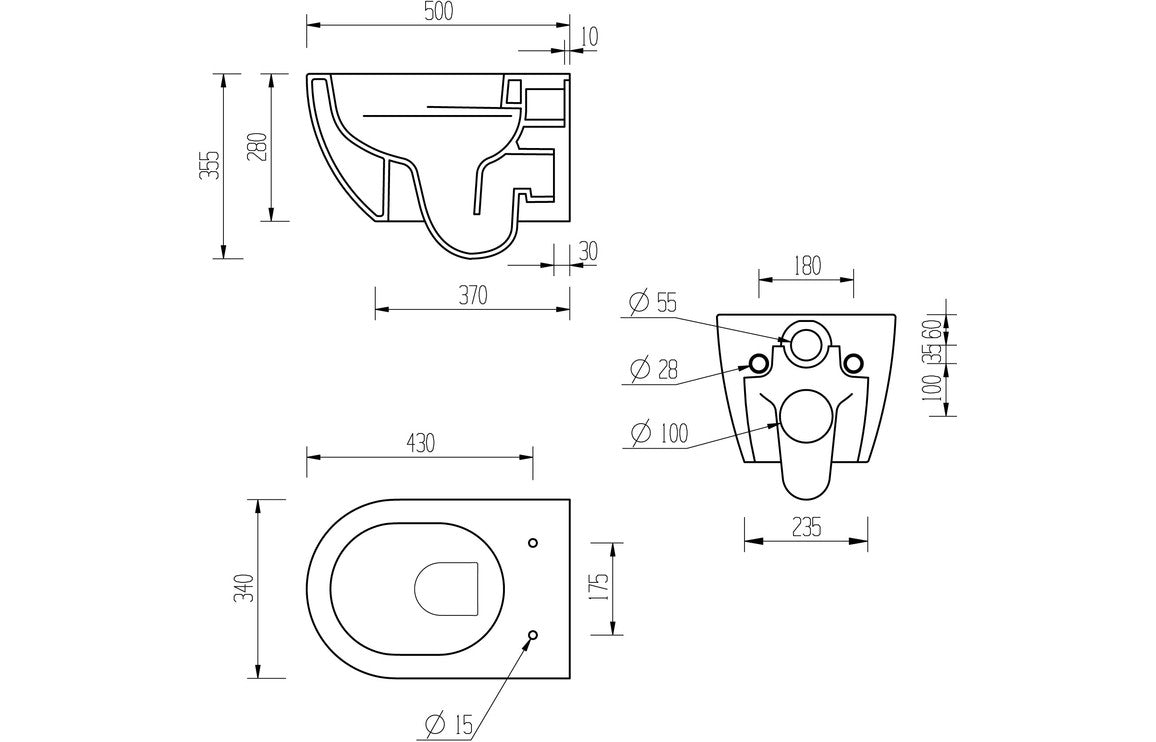 Lilibet Rimless Wall Hung WC & Soft Close Seat-Toilets-DIPTP0292-