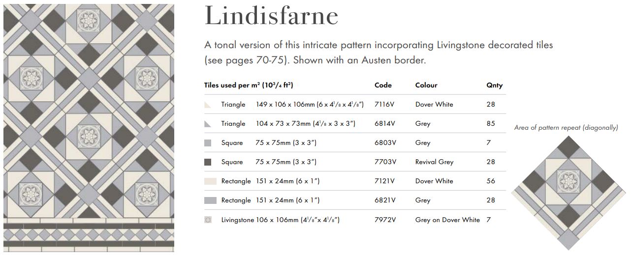 Original Style Victorian Lindisfarne 7 Colour Pattern