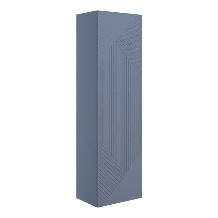 Lines 350mm Wall Hung 1 Door Tall Unit-Bathroom Furniture-Matt Smoke Blue-